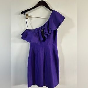 J. Crew Purple One-Shoulder Dress ruffle Womens Size 2 new
